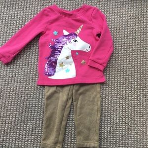 Carters 2T unicorn sweatshirt/knit leggings set